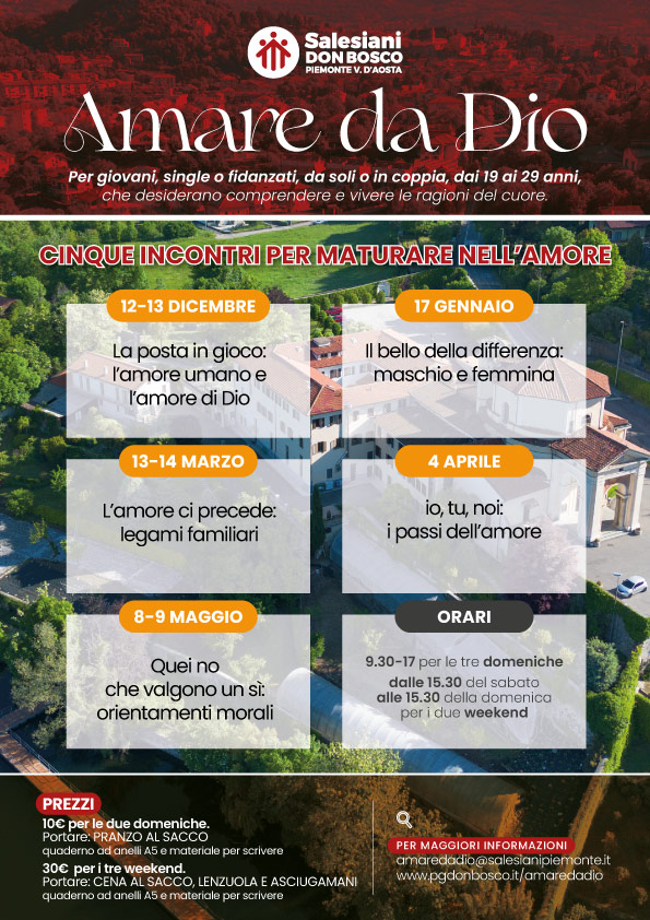 Locandina dei 5 incontri per il percorso Amare da Dio.